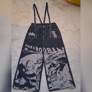 ROMWE Black and Gray Women Jeans Overalls